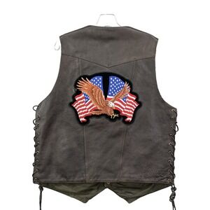 First Classics Leather Vest Men's XL Brown Moto Biker USA Y2K Grunge Western 90s